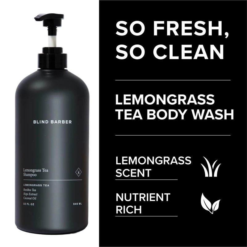 Blind Barber Lemongrass Tea Hair Shampoo for Men - Daily Clarifying Shampoo - Helps Remove Product Build-Up & Debris - Made with Hops Extract & Juniper Berry - Sulfate & Paraben-Free (32 Fl oz) - Image 3